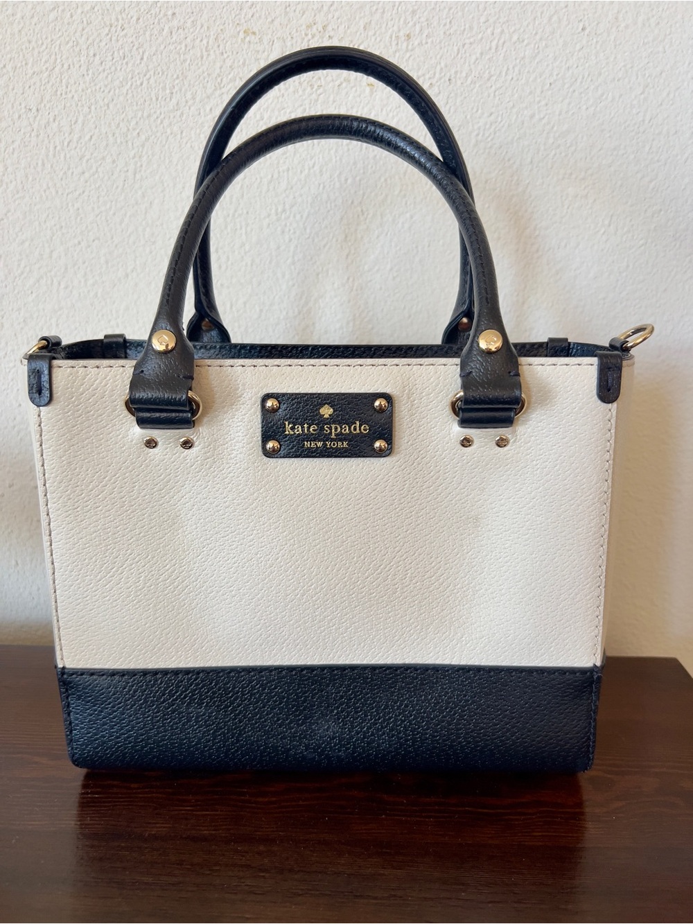 kate spade Black & Cream Two-Tone Leather Satchel